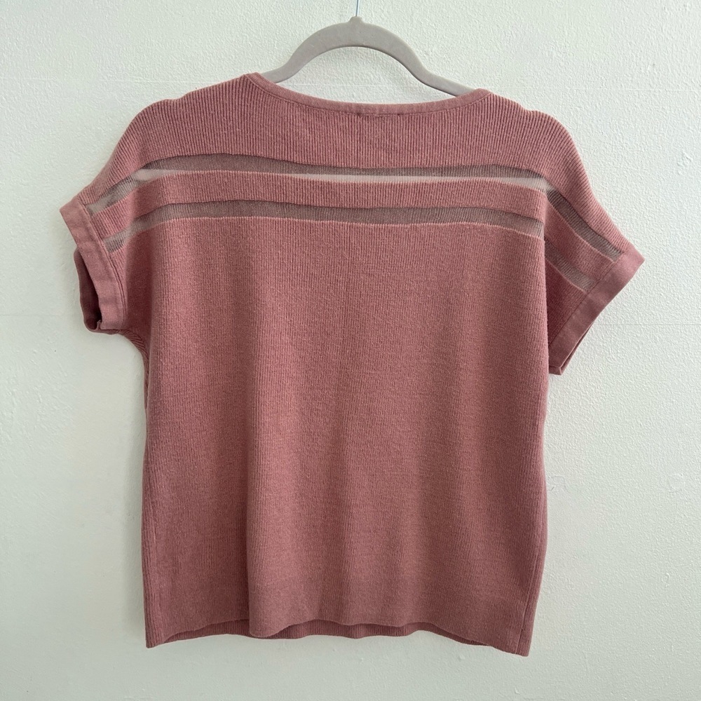 NWT Sioni Mesh Inset skit top MEDIUM Mauve Crewneck - Picture 6 of 8